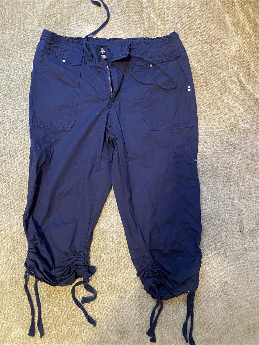 INC International Concepts Navy Cargo Bermuda Shorts with Drawstring Hems